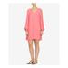 CATHERINE MALANDRINO Womens Pink Lace Long Sleeve V Neck Above The Knee Shift Dress Size S