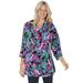 Woman Within Women's Plus Size Three-Quarter Sleeve Tab-Front Tunic