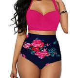 Suanret Women's Swimsuit Floral Bikini Sets High Waist Bikini Bottom Swimwear