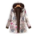 Winter Warm Style Floral Hooded Jacket Women Vintage Flower Print Hooded Jacket Oversized Coats Winter Padded Jacket Women Parkas