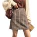 Cyber Monday Clearance!Women Autumn High Waist Bag Hip Woolen Wild Skirt Plaid Print A-Line Maxi Dress