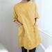 Lixada Women Cotton Linen Dress O Neck Half Sleeve Big Pocket Tunic Tops Casual