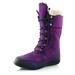 DailyShoes Womens Tall Snow Boots Women's Comfort Round Toe Snow Bootie Winter Warm Ankle Short Quilt Lace Up Shoes Thin Boots High Eskimo Fur Purple,dot,Nylon,9, Shoelace Style Navy