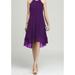 Women's Halter High Waist Asymmetric Hem Sleeveless Chiffon Dress