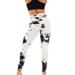 Lookwoild Women High Waist Fitness Leggings Lace Up Black White Solid Trousers