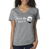 True Way 1780 - Women's V-Neck T-Shirt Miss Me Yet? 2XL Heather Grey