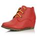 Women's Lace Up Oxford Wedge Booties Boots Ankle Mid Heel Winter Toe Casual Warm Short Fashion Round for Women Red,pu,11, Shoelace Style Yellow