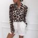 Women's Chiffon Blouse Long Sleeve Sexy Leopard Print Blouse Turn Down Collar Lady Office Shirt Tunic Casual Loose Tops Plus Size Blouse