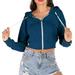 Fashion Womens Casual Loose Solid Color Long Sleeve Hooded Sweater Jacket