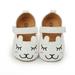 Newborn Baby Girls Solid Cartoon First Walkers Soft Sole Shoes Sneakers Round Toe Flats Baby Girl Single Shoes Toddler Shoes White 12-18M