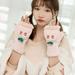 Womens Cute Cartoon Warm Half Finger Gloves Flip Cover for Winter Ladies Girls New