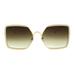 Womens Rectangular Double Rim Squared Butterfly Chic Sunglasses Gold Beige Brown