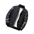 UKAP Mens Plus Size Insulated Letterman Jacket Thickened Varsity Jacket with Camo Sleeves Stand Collar for Winter Outerwear