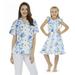 Made in Hawaii Matching Mother Shirt Daughter Luau Wrap Dress in Blue with White Line Floral