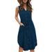 Styleword Women's V Neck Sleeveless Button Down Elastic Casual Dress with Pockets