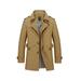 Sunloudy Menâ€™s Long-sleeved Solid Color Autumn Winter Mid-length Trench Coat