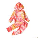 luethbiezx 2Pcs Infant Baby Fashion Clothes Tie Dye Hoodie Pants Fall Winter Tracksuit