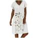Follure summer dresses Fashion Women Plus Size Embroidered Short Sleeves V-Neck Casual Short Dress