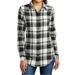 Mafoose Womens Plaid Flannel Tunic Snow White/ Black 2X-Large