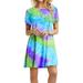 dresses summer dress for women Women's Tie-dye Printed Summer Casual T Shirt Dresses Short Sleeve Swing Dress