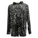 Belle by Kim Gravel Women's Top Sz XL Print Velvet Shirt w/ Pocket Black A388508