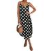 Plus Size Women Dress Summer Leopard Print Sleeveless Midi Dress Casual Polka Dot Asymmetrical Hem Dresses