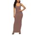 UKAP Solid Color Bodycon Dress for Women Sleeveless Long Tank Dress Scoop Neck Pencil Dresses