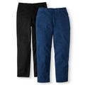 Just My Size Womens Plus Size 2 Pocket Stretch Pull on Pants 2 Pack Bundle, Also in Petite