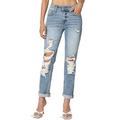 TheMogan Women's Distressed Ripped Shreded Mid Rise Ankle Girlfriend Relaxed Jeans