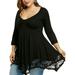 Avamo Womens Summer Casual Plus Size T Shirt Dresses 3/4 Sleeve Swing Dress Wide Round Neck Lace Dress Party Pleated Dress