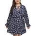 Sexy Dance Women Floral Mini Dress Loose Long Sleeve A-Line Swing Dress Plus Size Holiday Beach Sundress Casual Elastic Waist Sundress