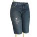 Womens Dk. blue Stretch capri shorts (12" 1/2 inseam) With Rhinstone, #LD5_c_DSU_11
