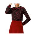 Unique Bargains Women's Peter Pan Collar Ruffle Long Sleeve Sweet Blouse