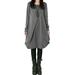 Zewfffr Women Winter Pullover Pocket Loose Tops Jumper Sweater Dress (Gray)(L)