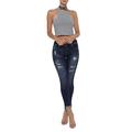 Kancan Women's Distressed Cropped Dark Skinny Denim Jeans KC6050R Size 1