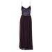 Adrianna Papell Womens Purple Spaghetti Strap Sequin Mesh Gown 18