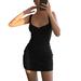 Gadgetvlot Sling Skirt Slim Dress Summer Fashion Backless Low Cut U-neck Design Sexy Sleeveless Elasticity Casual Bow-knot Bodycon