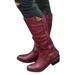 UKAP Womens Mid Calf Boots Round Toe Booties Chunky Block Heels Casual Shoes Zipper