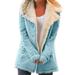 Womens Plus Size Warm Coats Solid Thick Fleece Jacket Casual Plush Lining Lapel Jacket Coat Winter Outwear