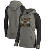 Houston Dynamo Fanatics Branded Women's Antique Stack Tri-Blend Raglan Pullover Hoodie - Heathered Gray