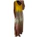 ANNA Women Fashion Casual Tie-dye Print Sleeveless Dress V-neck Pocket Long Dress