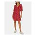 SANCTUARY Womens Red Floral Short Sleeve V Neck Mini Sheath Dress Size: XS