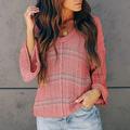 Winnereco Women Sweater Jumper Long Sleeve V Neck Casual Knitted Pullover (Pink XL)