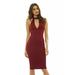 AX Paris Women's Cut Out Neck Midi Dress(Wine, Size:4)