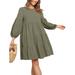 Womens Casual Stitching Dress Loose Long Tops Ladies Summer Party Crew Neck T Shirt Short Mini Dresses