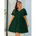 Women's Plus Size V Neck Button Front Dress