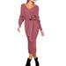 Sexy Dance Vintage Women Long Sleeve Empire Waist Dress Stretch Evening Party Cocktail Midi Dress Formal Gown Elegant and Sexy