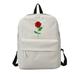 Chinatera Unisex Students Embroidered Canvas Backpack School Bag(Roses White)