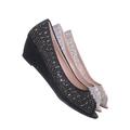 Fisher2 by Forever Link, Rhinestone Crystal Low Wedge Pump - Women Peep Toe Shinny Diamond Shoe