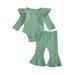 PDYLZWZY 2Pcs/Set Newborn Baby Girl Long Sleeve Romper Tops Flared Pants Bell-Bottoms Outfits